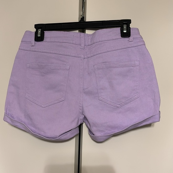 Lavender purple, mid-rise denim shorts - Picture 4 of 4
